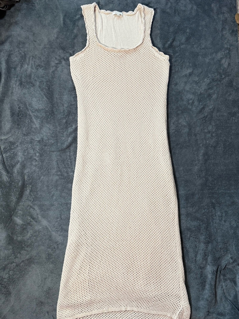 Z Supply Beige Open-Knit Sleeveless Midi Dress